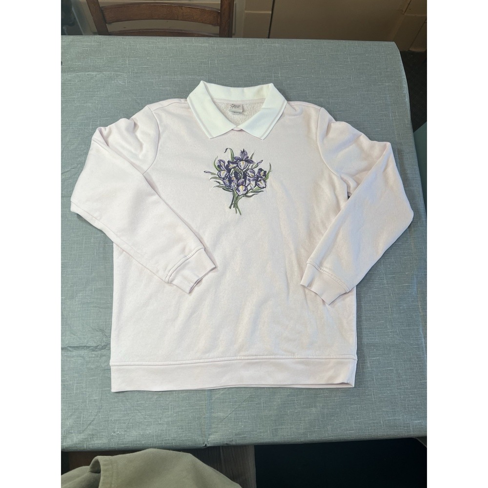 Vintage 90's Cottagecore Adrian Delafield Top Stitch Embroidered Sweatshirt